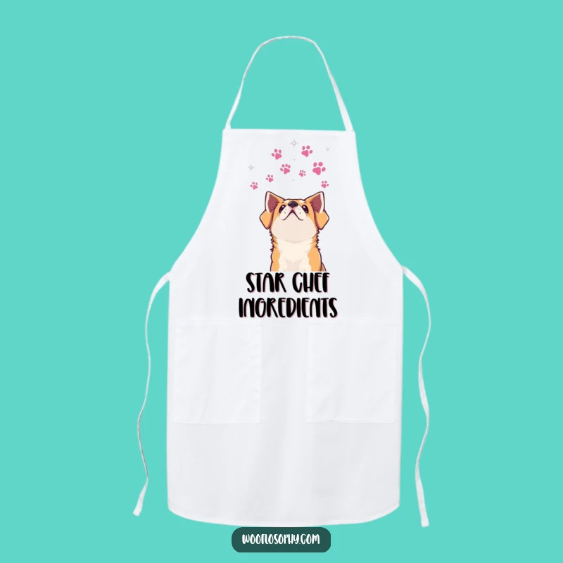 Funny Dog Stars Apron: Cook Under the Paw Print Sky