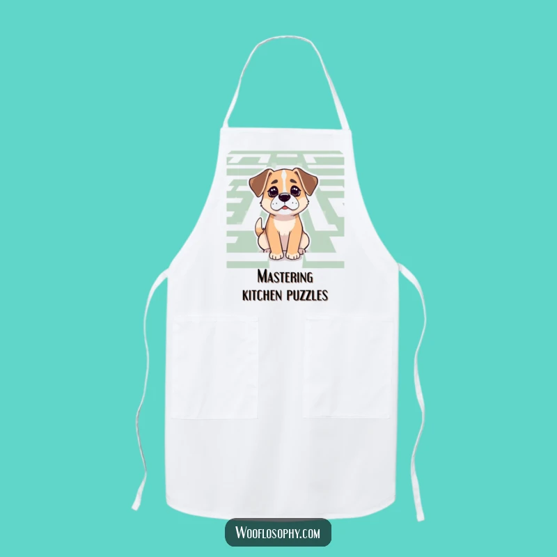 Funny Dog Maze Solver Apron: Chef Pup's Determined Focus, a Humorous Kitchen Assistant