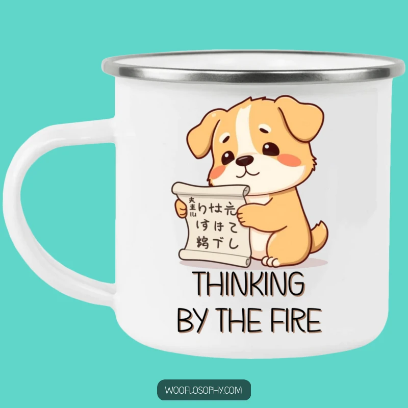Adventure Ready Funny Dog Philosopher Camping Mug: Ponder the Wilderness
