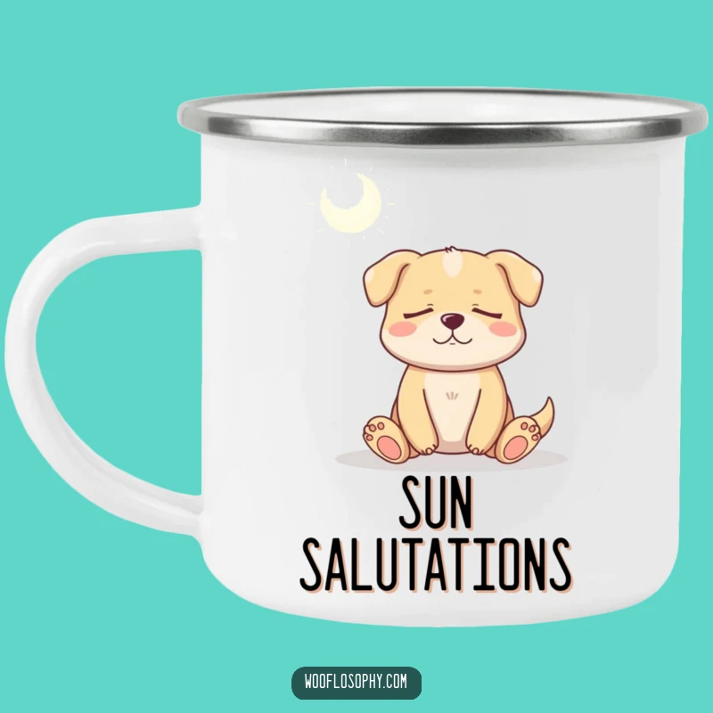 Funny Serene Dog Meditation Camping Mug, Durable Canine Zen Cup for Peaceful Outdoors