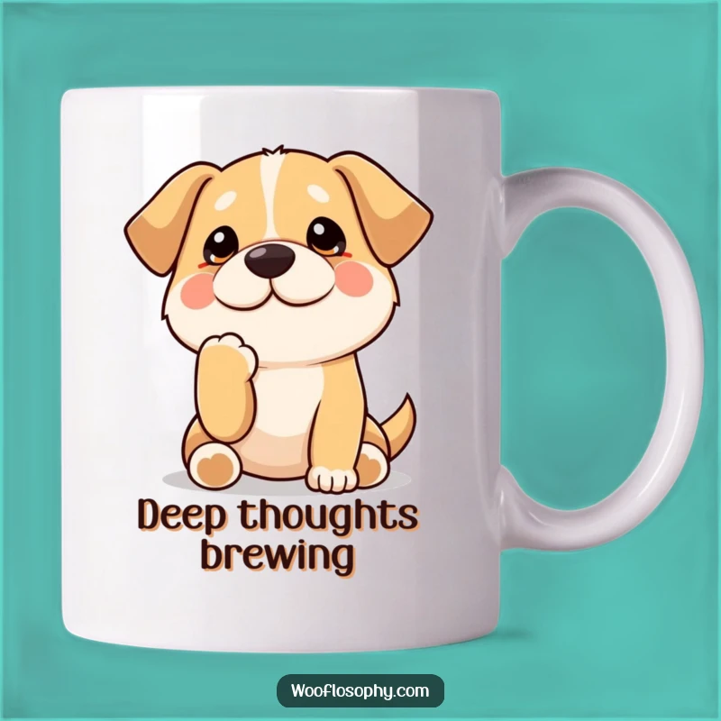 Funny Kawaii Dog Thinker Mug: Pondering pup offers a hilarious and funny gift for contemplation.