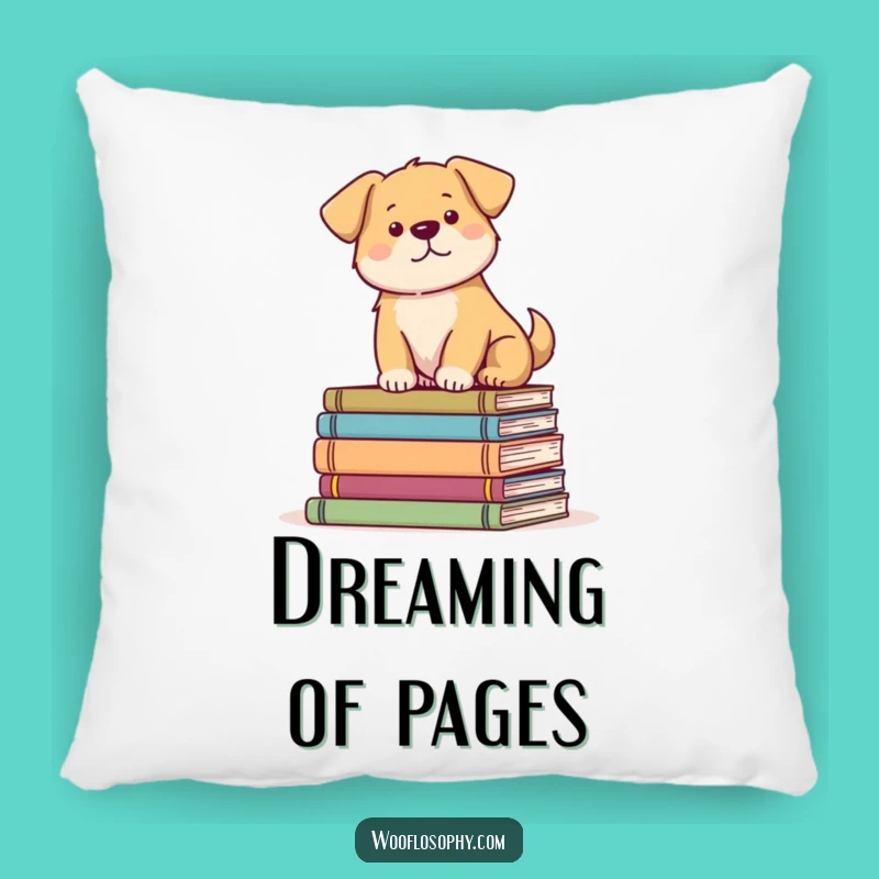 Funny Dog Bookworm Pillow: Cozy Serene Pup Scholar Decor