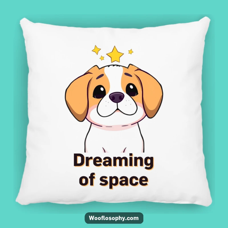 Funny Star Gazer Dog Pillow - Pondering Pup's Cosmic Thoughts, Cozy Gift