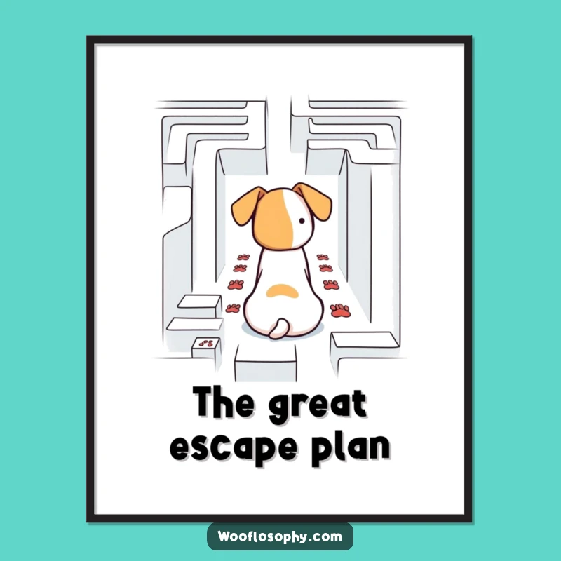 Funny Dog Digital Art - Puzzled Pup Maze Runner - Instant Witty Gift