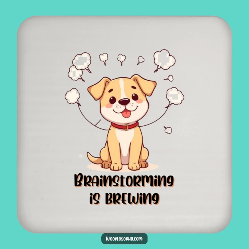 Funny 'Thought Connection' Dog Coaster - Protect Surfaces with Humor!