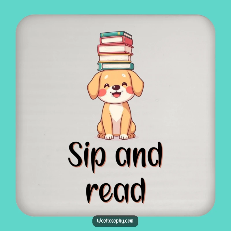 Funny Book Lover Dog Coaster: Protect Surfaces with Smart Pooch Art Gift