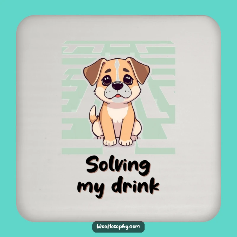 Funny Dog Maze Logic Coaster: Determined Pup's Surface Protector, a Humorous Drink Accessory