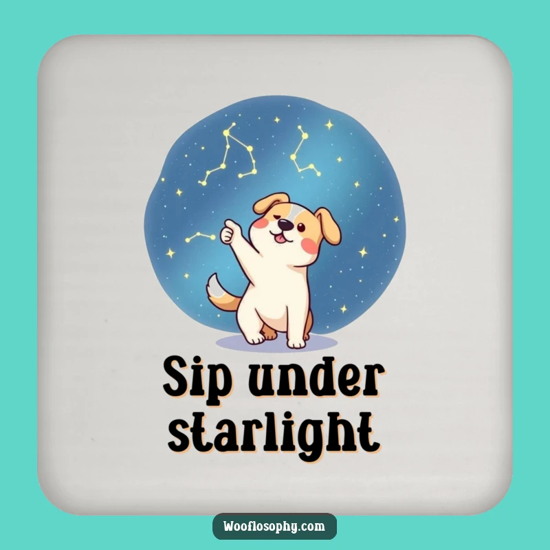 Funny Stargazer Dog Coaster - Cosmic Pup Drink Protector, Small Humorous Gift