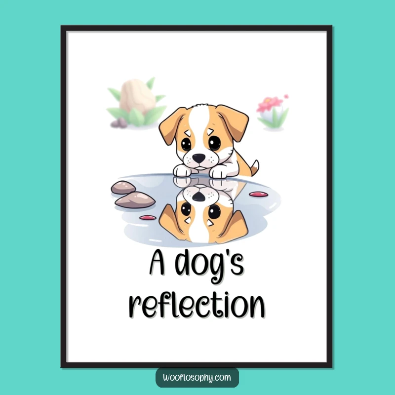 Funny Pondering Dog Poster - Reflective Art for Humorous, Thoughtful Spaces