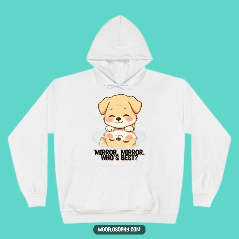 Funny Dog Reflection Hoodie: Cozy Pup's Puddle Love, a Warm and Humorous Gift Idea