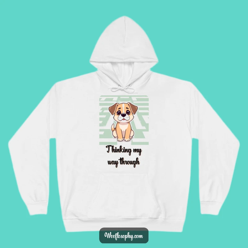 Funny Dog Maze Contemplation Hoodie: Cozy Pup's Determined Mind, a Humorous Gift for Thinkers
