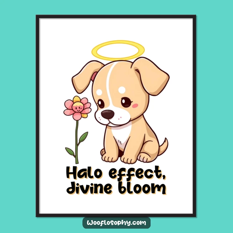 Free Printable Wall Art: Angel Dog Flower, Serene Doggy Downloadable Decor