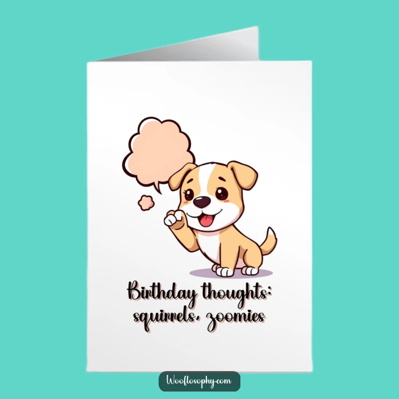 Free Printable Birthday Card: Thinking Dog, Funny Downloadable Gift for Dreamers