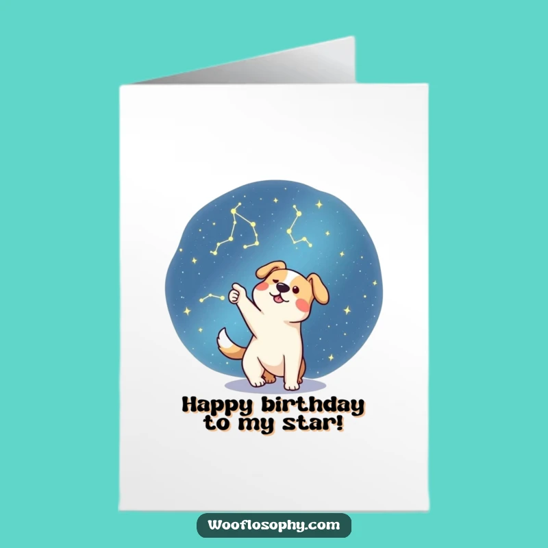 Funny Free Printable Dog Stargazer Birthday Card - Enthusiastic Pup Downloadable Gift