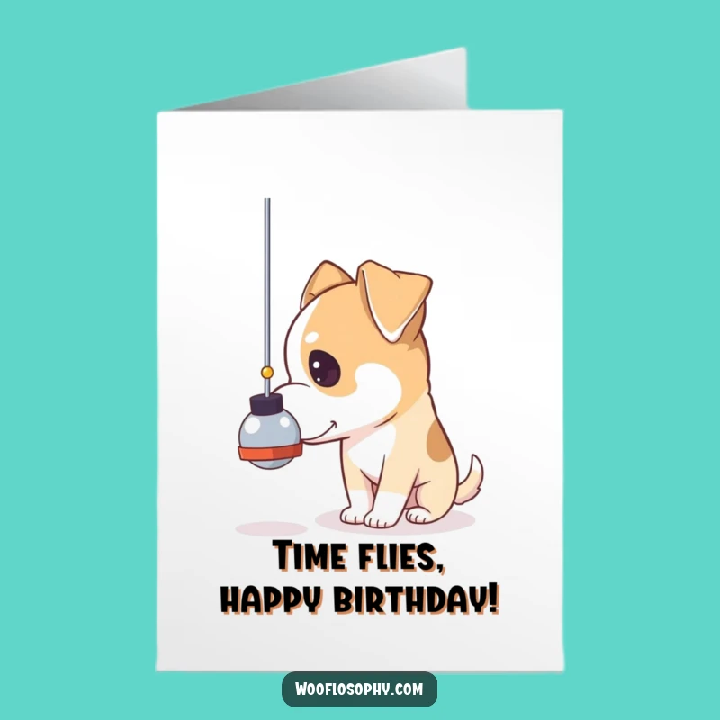 Free Printable Birthday Card: Dog Pendulum Contemplation - Downloadable Gift!