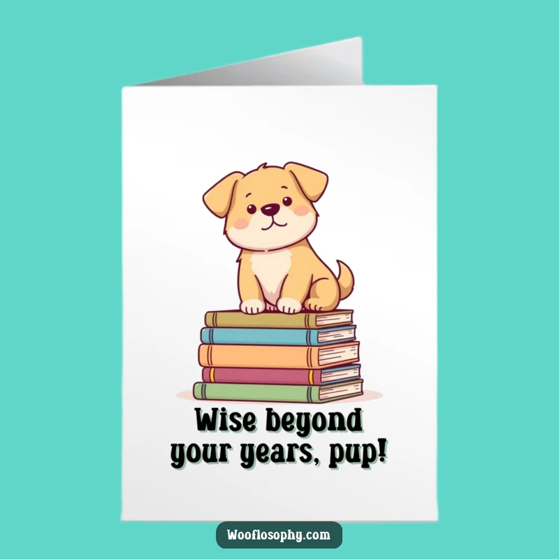 Free Printable Birthday Card: Wise Dog Reader, Funny Downloadable for Book Lovers' Special Day