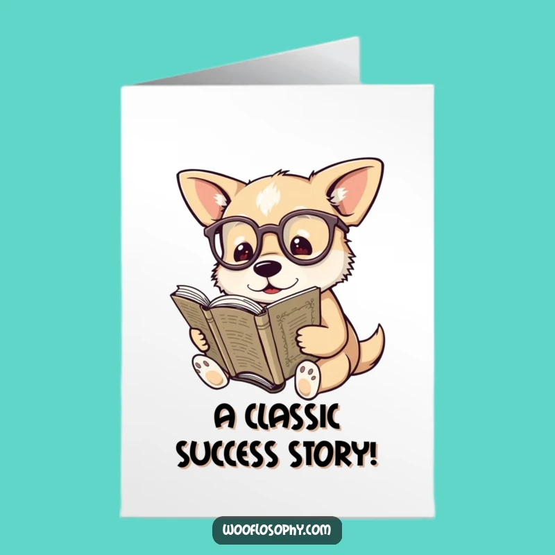 Scholarly Dog Reading Free Printable Congrats Card - Celebrate Knowledge Downloadable