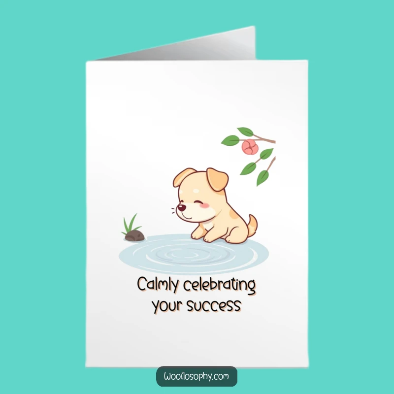 Free Printable Congrats Card: Calm Dog Pond Ripples Funny Downloadable Gift
