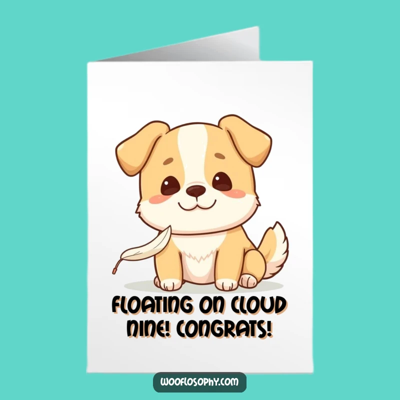 Free Printable Kawaii Dog Card: Funny Congrats Gift Downloadable