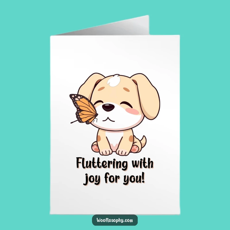 Free Printable Congrats Card: Peaceful Dog Butterfly Funny Downloadable Gift