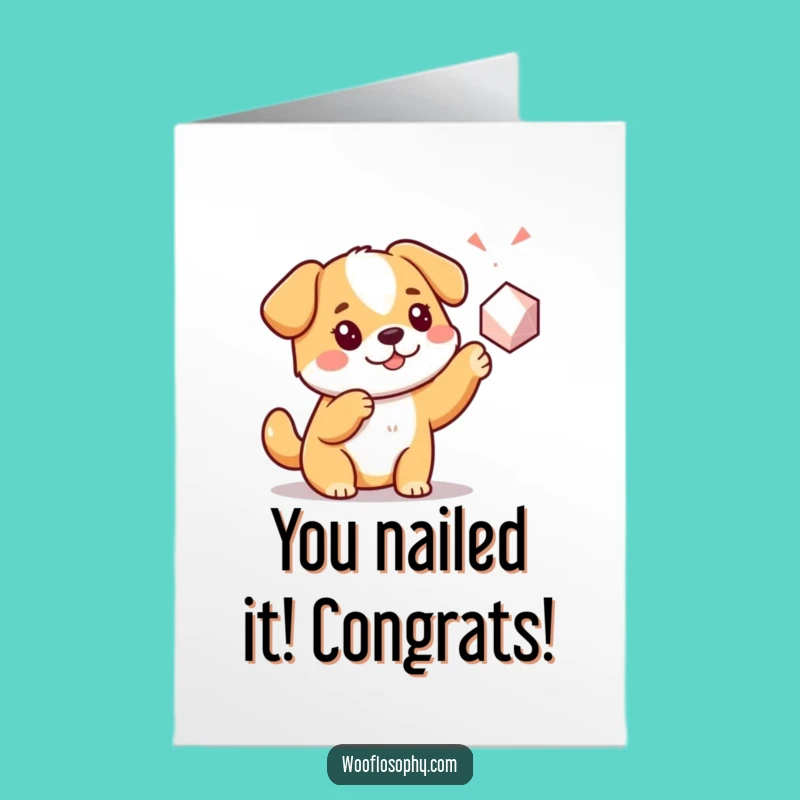 Free Printable Kawaii Dog Card: Funny Congrats Gift Downloadable