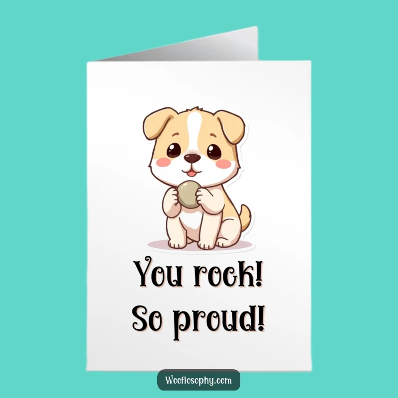 Free Printable Kawaii Dog Card: Funny Congrats Gift Downloadable