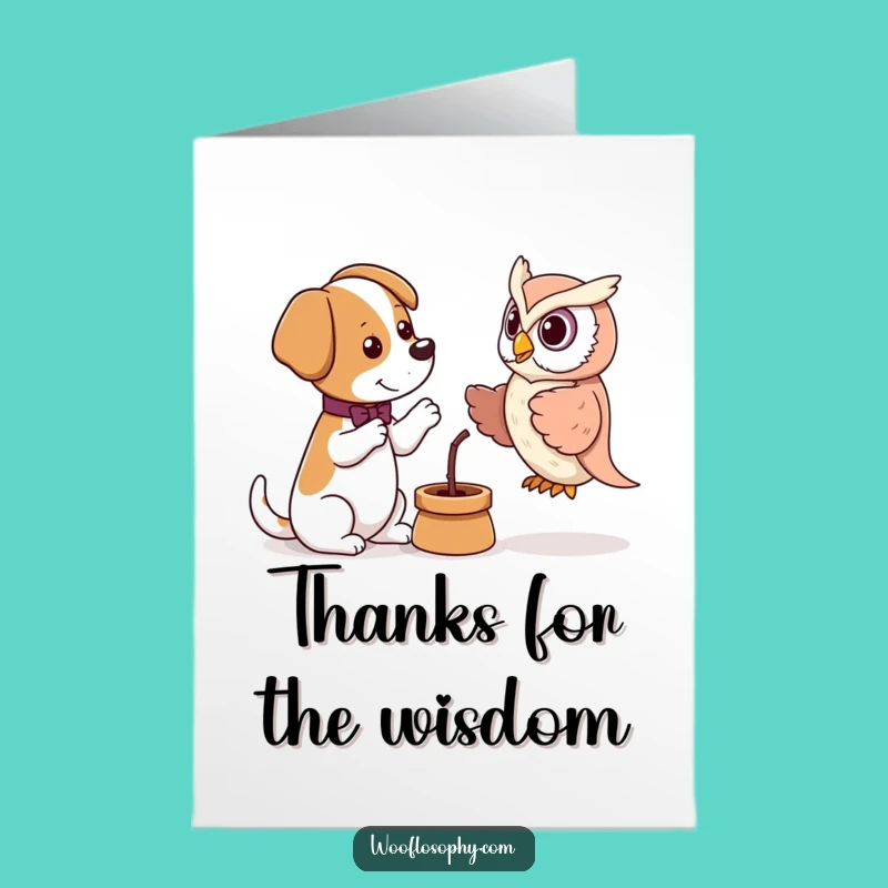 Free Printable Dog Owl Puppet Thank You Card: Grateful Pup Funny Downloadable