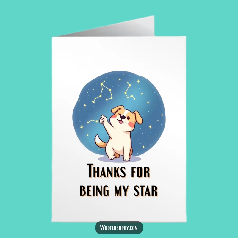 Funny Free Printable Dog Thank You Card - Stargazer Pup Expressing Gratitude Downloadable