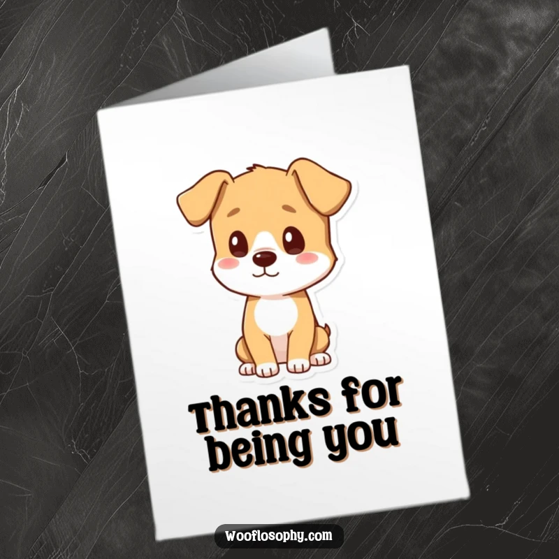 Funny Free Printable Thank You Card: A dog contemplating its shadow, with a curious head tilt, expressing gratitude, DIY gift.