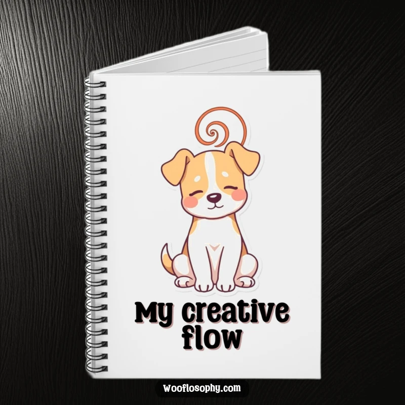 Funny dog notebook with a dog in zen mode and a spiral, perfect for jotting down peaceful thoughts.
