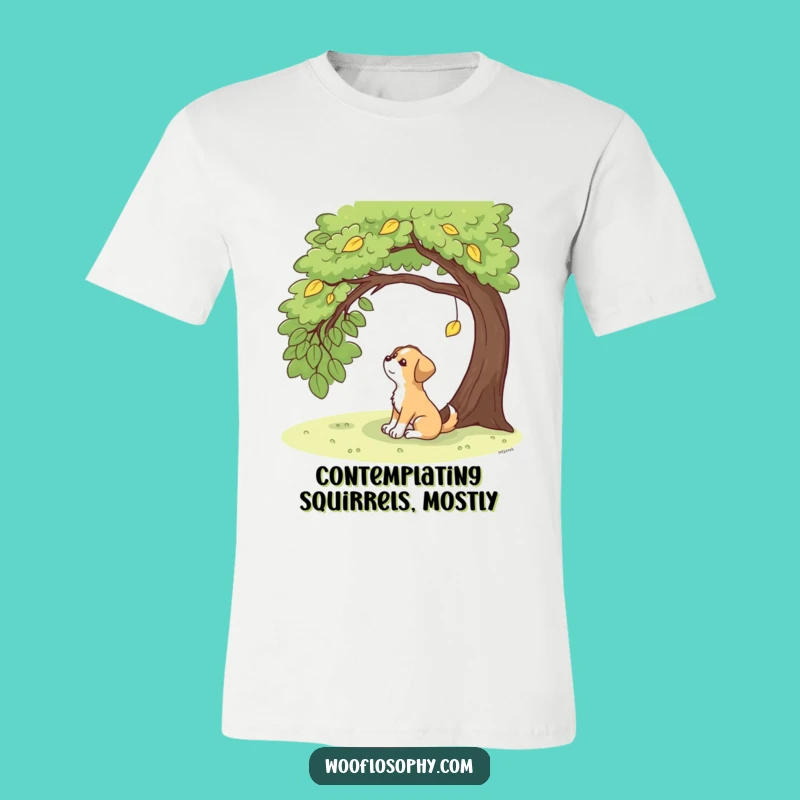 Funny Contemplative Dog T-Shirt: Autumn Leaf Wisdom Tee Gift