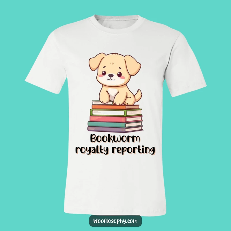 Funny Dog Book Throne T-Shirt: Serene Scholar Pooch Tee, Awesome Gift!