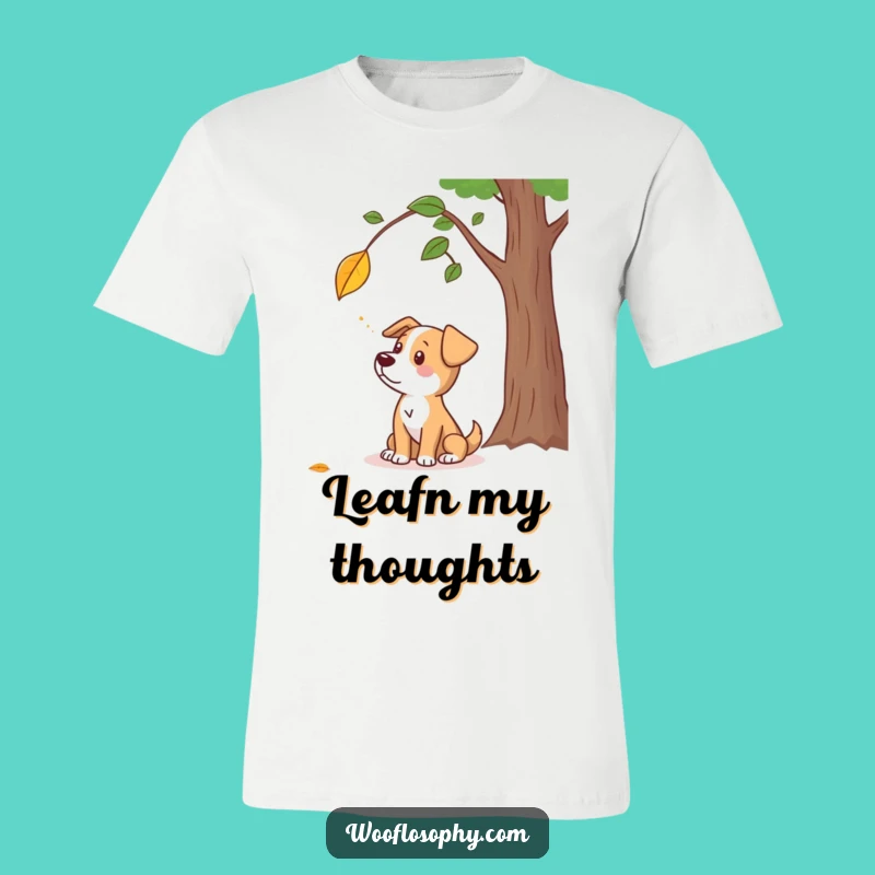 Funny Dog Leaf Pondering T-Shirt - A Thoughtful Canine Autumn Humor Tee