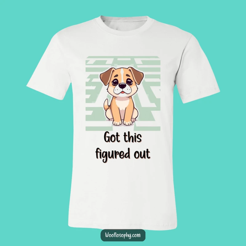 Funny Dog Maze Runner T-Shirt: Determined Pup's Calm Focus, a Comical Shirt for Strategists