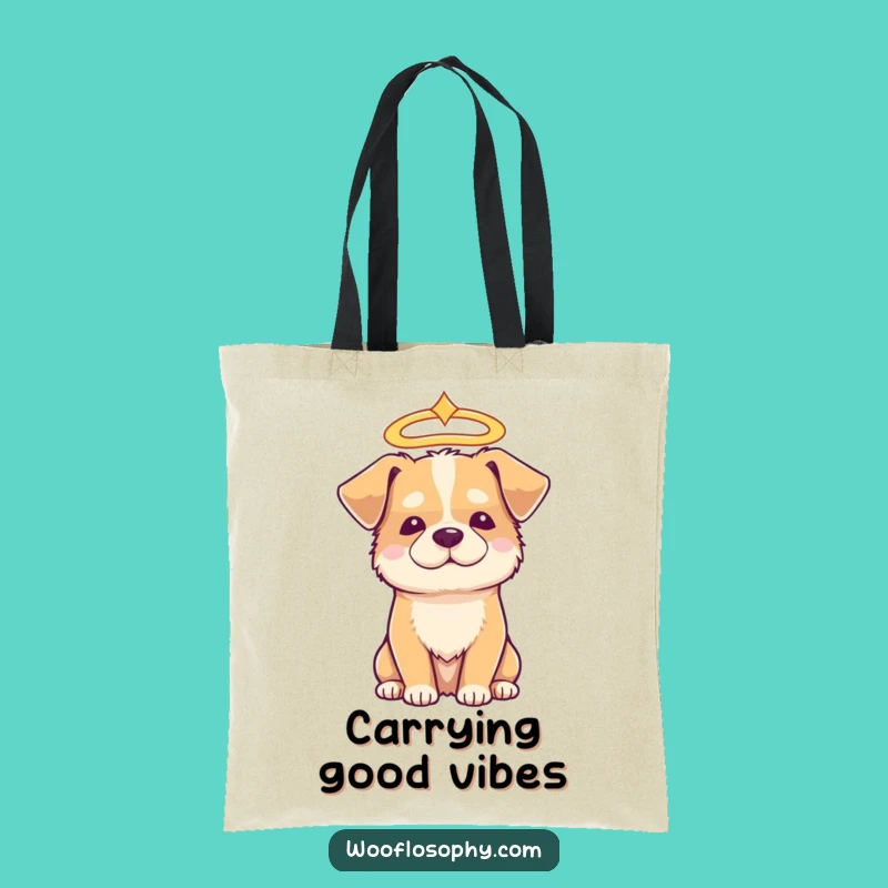 Funny Halo Dog Tote Bag: Carry Your Goodness Everywhere Gift