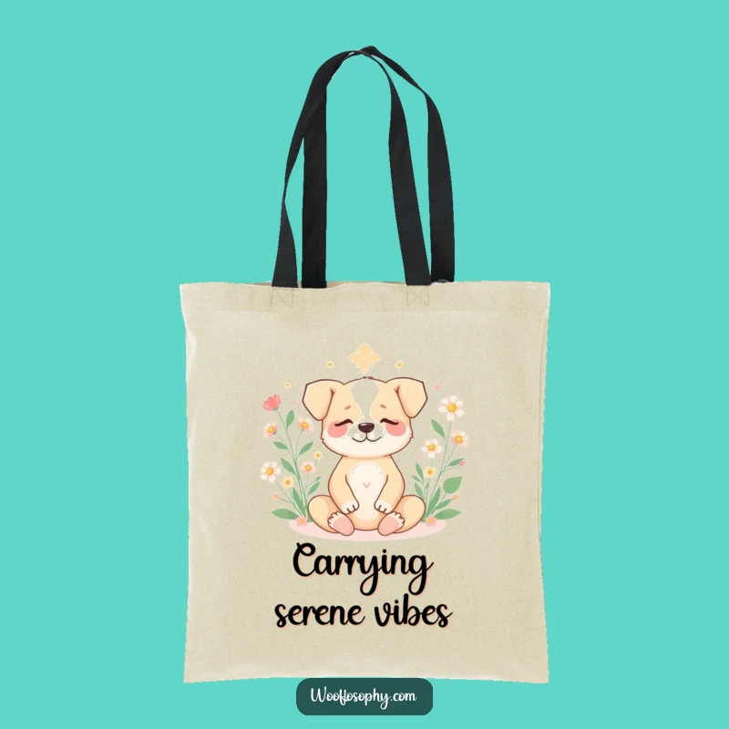 Funny Zen Dog Tote Bag - Carry Your Calm and Essentials with Bloom